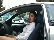 Demonstrating her pussy in a public carpark
